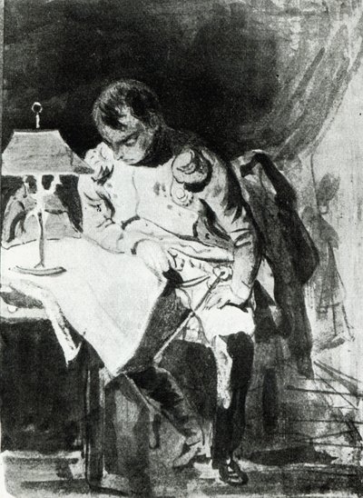Napoleon studying his maps by lamplight, c.1800 by Jean Auguste Dominique Ingres